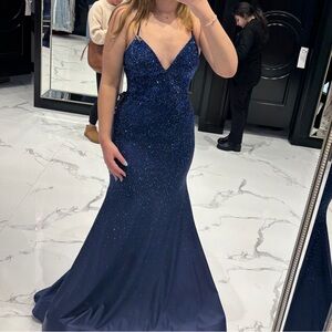 Midnight Blue Embellished Gown